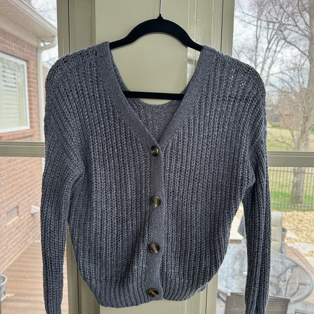 Moon & Madison Charcoal Button-Up Cardigan